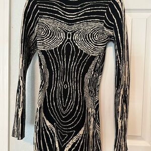 Black and Silver Sequin Embellished Bodycon Dress
